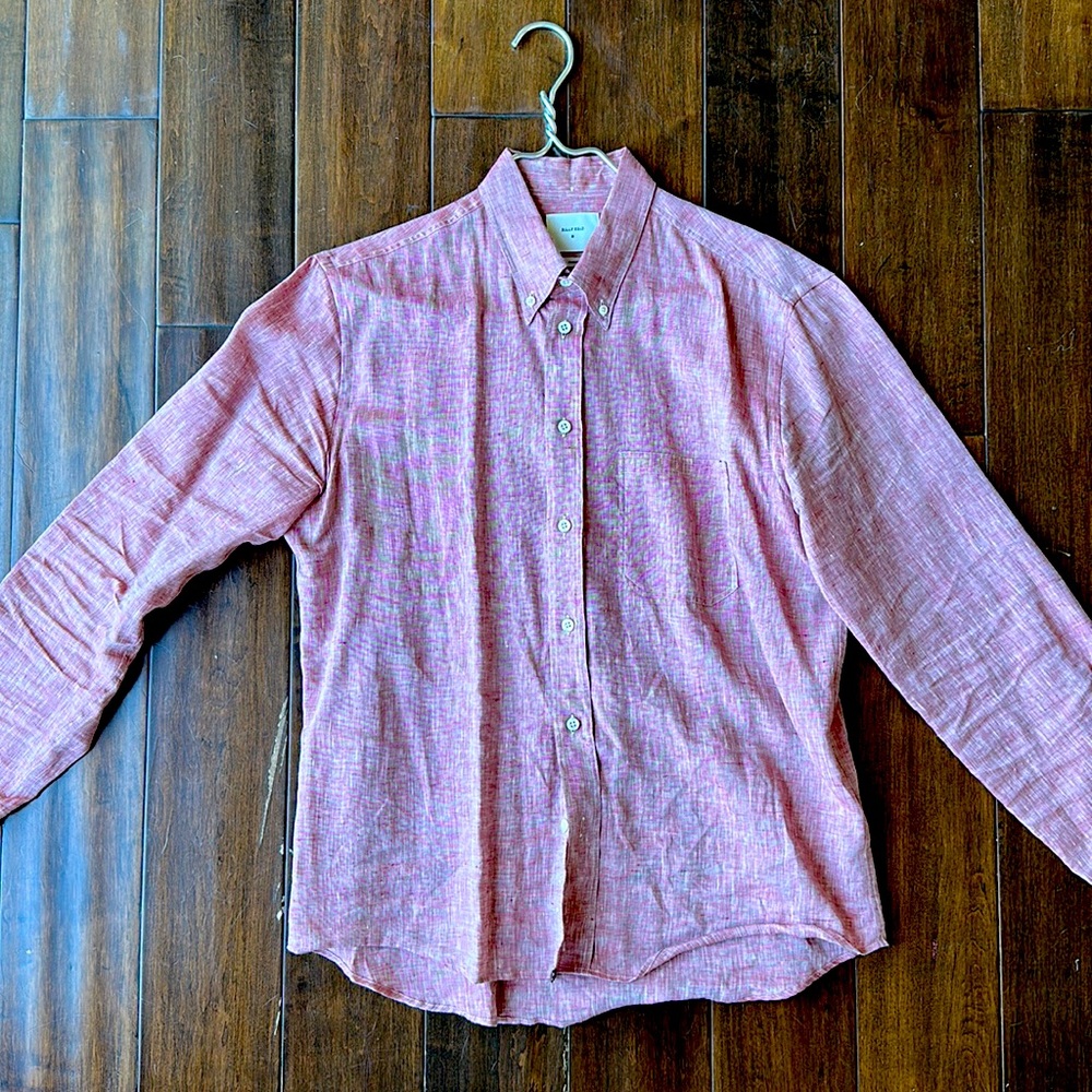 Billy Reid Pink Linen Dress Shirt
